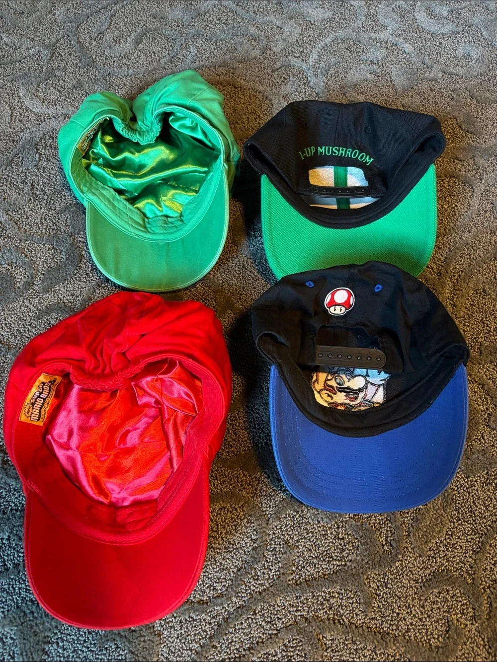 Nintendo Kids Caps-Lot of 4-Mario, Luigi, Mushroom